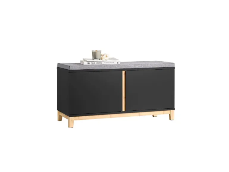 SoBuy Schuhbank mit Sitzfläche Sitzbank mit Stauraum Schwarz FSR117-SCH