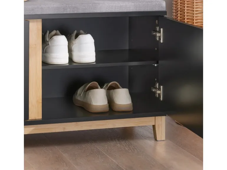 SoBuy Schuhbank mit Sitzfläche Sitzbank mit Stauraum Schwarz FSR117-SCH