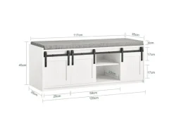 SoBuy Schuhbank mit Sitzfläche und Schiebetüren MDF Weiß FSR133-W