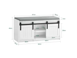 SoBuy Schuhbank mit Sitzfläche Sitzbank mit Stauraum Schuhregal 90x46x35cm Weiß FSR133-K-W