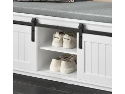 SoBuy Schuhbank mit Sitzfläche Sitzbank mit Stauraum Schuhregal 90x46x35cm Weiß FSR133-K-W