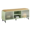 SoBuy Schuhbank mit Sitzfläche und Schiebetüren MDF Glas Grün FSR115-GR