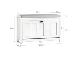 SoBuy Schuhbank mit Sitzkissen Sitzbank Schuhregal Weiß 80cm FSR161-W