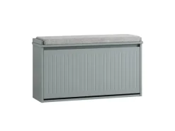 SoBuy Schuhbank Schmal mit Klappe Garderobenbank mit Sitzkissen Grau FSR98-L-HG