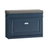 SoBuy Schuhbank Schmal mit Klappe Garderobenbank mit Sitzkissen Blau FSR82-L-B