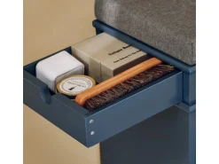 SoBuy Schuhbank Schmal mit Klappe Garderobenbank mit Sitzkissen Blau FSR82-L-B