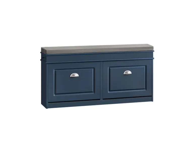 SoBuy Schuhbank Schmal mit 2 Klappen Garderobenbank mit Sitzkissen Blau FSR64-B