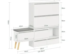 SoBuy Schuhkipper Flurschrank Schuhschrank mit Sitzbank Weiß FSR134-W