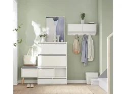SoBuy Schuhkipper Flurschrank Schuhschrank mit Sitzbank Weiß FSR134-W