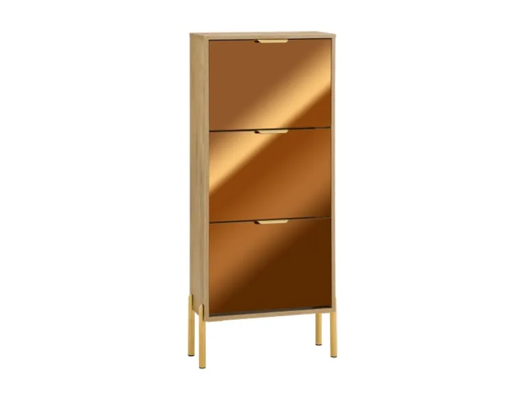 SoBuy Schuhkipper mit 3 Klappen Schuhschrank Schmal für Diele Gold FSR181-H-G