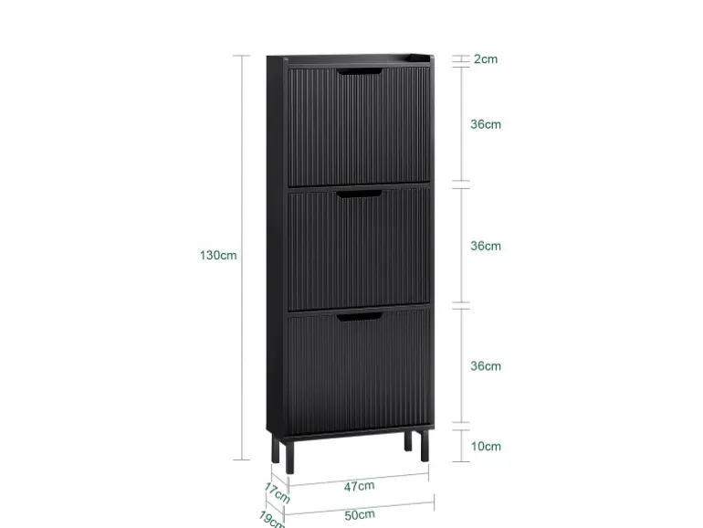 SoBuy Schuhkipper mit 3 Klappen Schuhschrank Schmal für Diele Flur FSR177-H-SCH