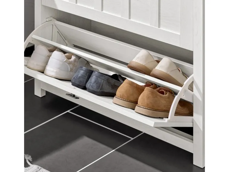 SoBuy Schuhkipper mit 3 Klappen Schuhschrank Schuhregal Weiß FSR162-W