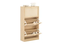SoBuy Schuhschrank mit 3 Klappen Schuhregal Schuhkommode 60x118x24cm Natur FSR159-N