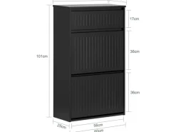 SoBuy Schuhschrank mit 2 Klappen und 1 Schublade Schuhkommode 61x100x26cm Schwarz FSR165-SCH