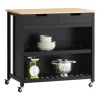 SoBuy Servierwagen mit 2 Ablagen Küchenwagen Küchenregal 98x94x58cm Schwarz FKW74-SCH