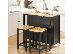 SoBuy Servierwagen mit 2 Ablagen Küchenwagen Küchenregal 98x94x58cm Schwarz FKW74-SCH