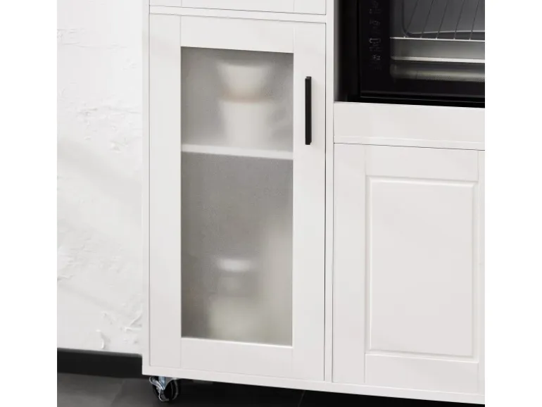 SoBuy Sideboard auf Rollen Küchenwagen Mikrowellenschrank Rollwagen FSB78-W
