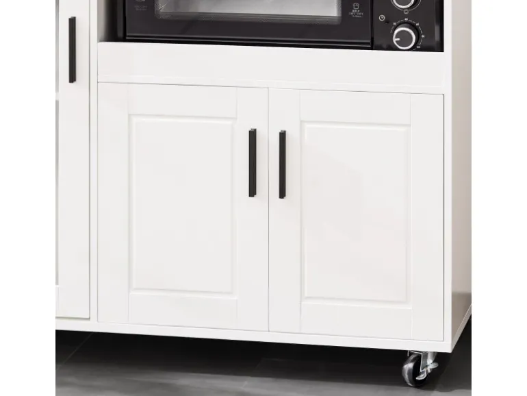 SoBuy Sideboard auf Rollen Küchenwagen Mikrowellenschrank Rollwagen FSB78-W