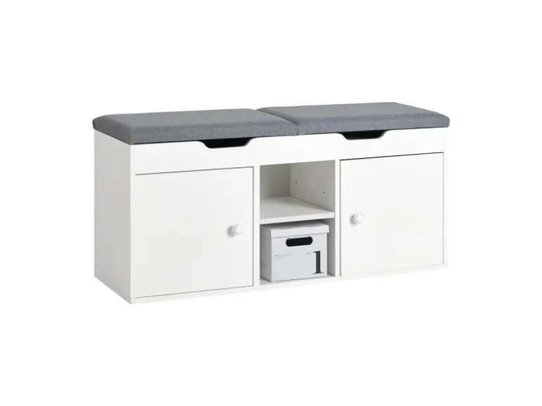 SoBuy Sitzbank mit 2 Sitzkissen und Stauraum PB Weiß FSR96-W