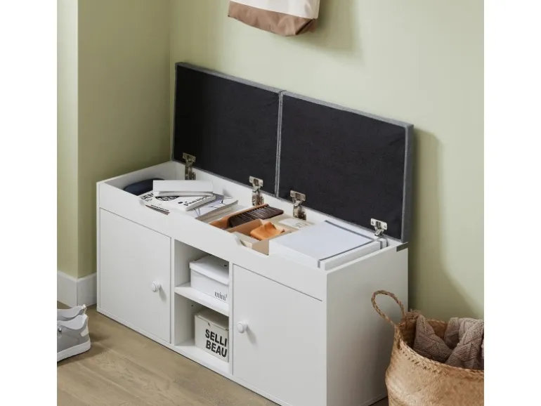 SoBuy Sitzbank mit 2 Sitzkissen und Stauraum PB Weiß FSR96-W