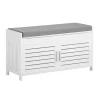SoBuy Sitzbank mit Stauraum Schuhbank MDF Weiß 90cm FSR102-W