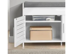 SoBuy Sitzbank mit Stauraum Schuhbank MDF Weiß 90cm FSR102-W