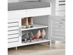 SoBuy Sitzbank mit Stauraum Schuhbank MDF Weiß 90cm FSR102-W