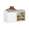 SoBuy Sitzbank mit Stauraum und Sitzfläche Weiß Holz FSR109-WN