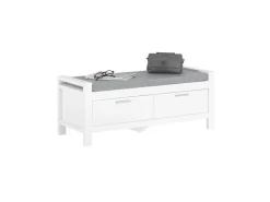 SoBuy Sitzbank mit Stauraum und 2 Schubladen MDF Weiß FSR74-W