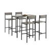SoBuy Sitzgruppe mit 4 Hockern Holz Metall Natur Schwarz OGT14-N
