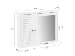 SoBuy Spiegelschrank mit Lamellentür Hängeschrank Wandschrank Weiß BZR55-W