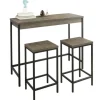 SoBuy 3-teilig Bartisch mit 2 Barhockern Esszimmer MDF Metall Natur OGT30-N
