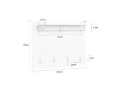 SoBuy Wandgarderobe Garderobenleiste mit Regal und Haken Garderobenpaneel für Flur FHK36-W