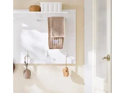 SoBuy Wandgarderobe Garderobenleiste mit Regal und Haken Garderobenpaneel für Flur FHK36-W