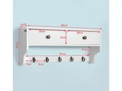 SoBuy Wandgarderobe mit 2 Schubladen und 5 Haken Holz Weiß FRG178-W