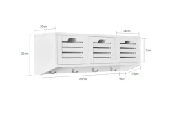 SoBuy Wandgarderobe mit 3 Körben und 4 Haken MDF Weiß FHK19-W