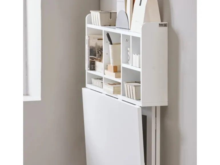 SoBuy Wandklapptisch mit integriertem Regal MDF Weiß FWT07-II-W