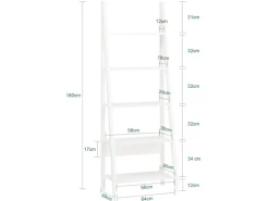 SoBuy Wandregal Leiterregal Standregal Bücherregal Weiß FRG61-W