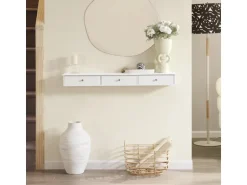 SoBuy Wandschrank mit 3 Schubladen Hängeschrank Weiß FRG43-L-W