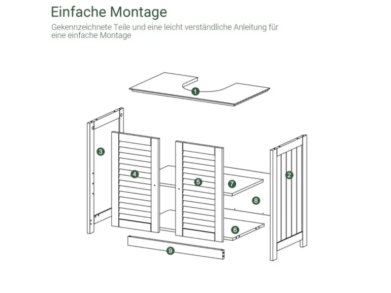 SoBuy Waschbeckenunterschrank Badschrank mit 2 Lamellentüren MDF 60x58x35cm Weiß FRG237-W