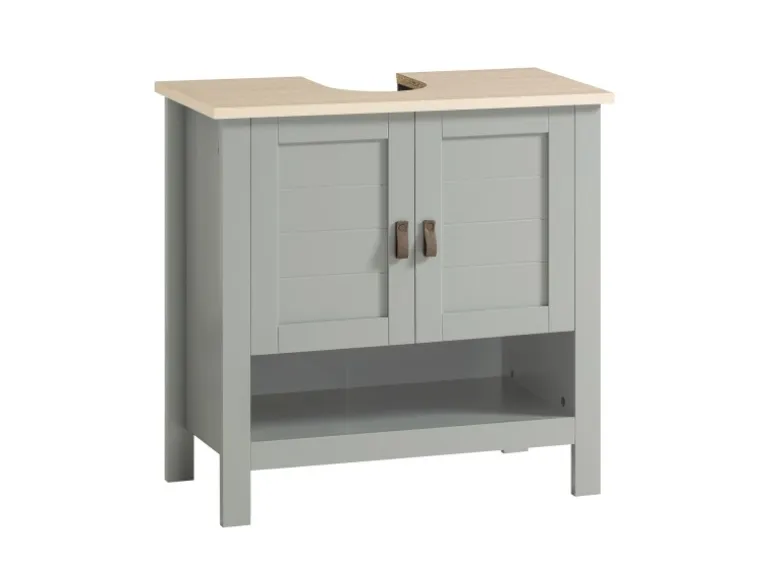 SoBuy Waschbeckenunterschrank Badschrank mit 2 Türen und 1 Fach 60x60x30cm Grau BZR69-HG