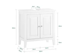 SoBuy Waschbeckenunterschrank Badschrank mit 2 Türen MDF 60x62x30cm Weiß FRG202-W