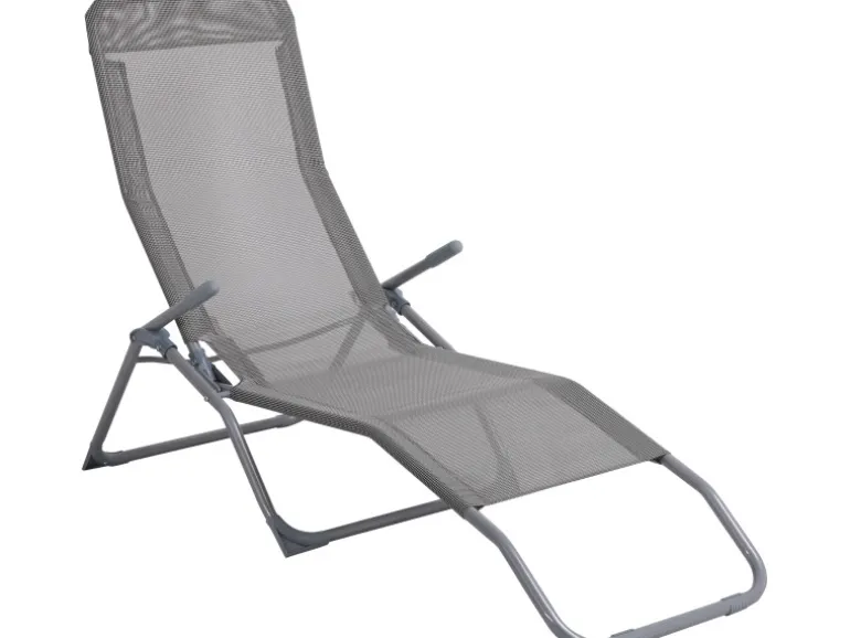 Sonnenliege Pando Klappbar 141 cm x 61 cm x 57-95 cm Grau