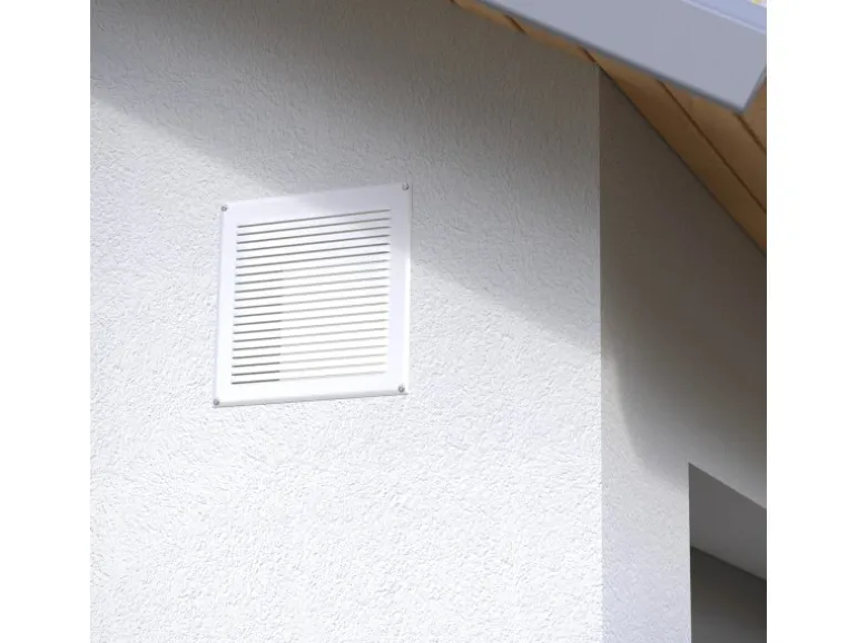 SOTECH Aluminium-Lüftungsgitter 250 x 250 mm Weiß Aufschraubbar mit Insektenschutz
