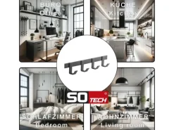 SOTECH Blackline ALBA Hakenleiste Klein 345 mm mit 4 Haken Schwarz Pulverbeschichtet