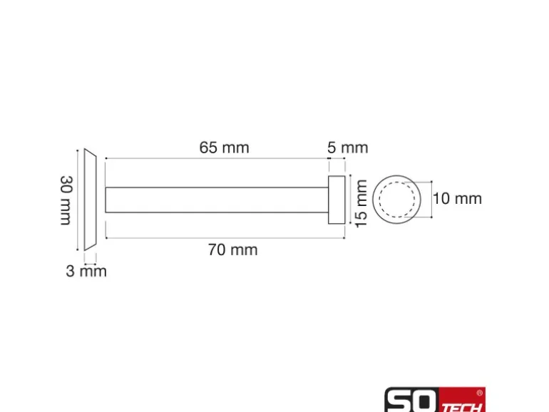 SOTECH Garderobenhaken TALEA Ø10 mm Ø15 mm Länge 70 mm Edelstahl Schwarz Matt