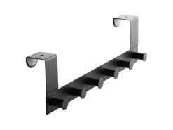 SOTECH Türgarderobe LINEA II Edelstahl Schwarz Matt mit 6 Haken für 40 mm Türen Ohne Falz