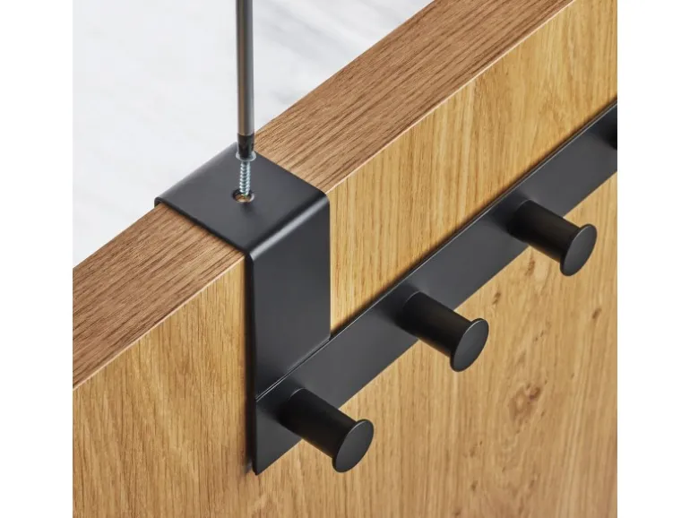 SOTECH Türgarderobe LINEA II Edelstahl Schwarz Matt mit 6 Haken für 40 mm Türen Ohne Falz