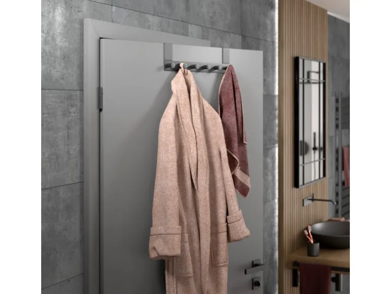 SOTECH Türgarderobe LINEA II Edelstahl Schwarz Matt mit 6 Haken für 40 mm Türen Ohne Falz