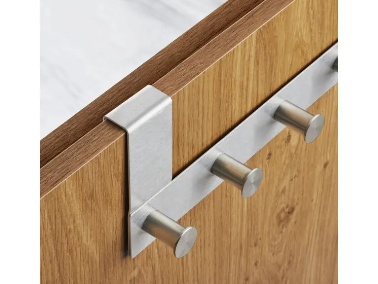 SOTECH Türgarderobe LINEA I Edelstahl Gebürstet mit 6 Haken für Türen mit Falz max. 16 mm